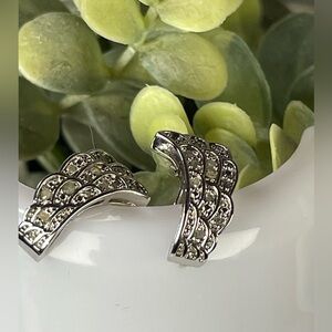 1/4ct Diamond Angel Wing earrings . Silver 925 Genuine Diamond